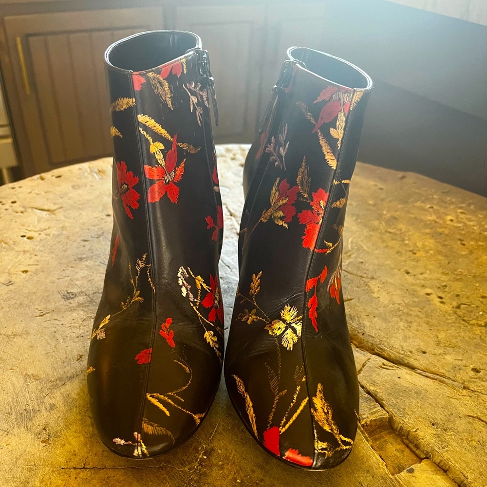 Balenciaga Black Booties Floral Print Stiletto